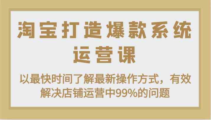 淘宝打造爆款系统运营课：以最快时间了解最新操作方式，有效解决店铺运营中99%的问题-七哥资源网 - 全网最全创业项目资源