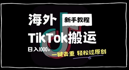 2024最新海外TikTok搬运玩法，一键去重轻松过原创，新手无经验也能日入1k【揭秘】-七哥资源网 - 全网最全创业项目资源