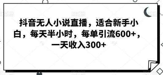 抖音无人小说直播，适合新手小白，每天半小时，每单引流600+，一天收入300+-七哥资源网 - 全网最全创业项目资源