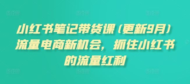 小红书笔记带货课(更新9月)流量电商新机会，抓住小红书的流量红利-七哥资源网 - 全网最全创业项目资源