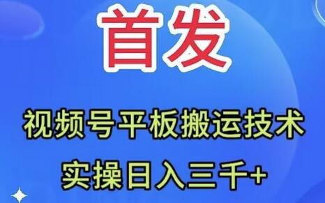 全网首发：视频号平板搬运技术，实操日入三千＋-七哥资源网 - 全网最全创业项目资源