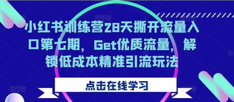 小红书训练营28天撕开流量入口第七期，Get优质流量，解锁低成本精准引流玩法-七哥资源网 - 全网最全创业项目资源