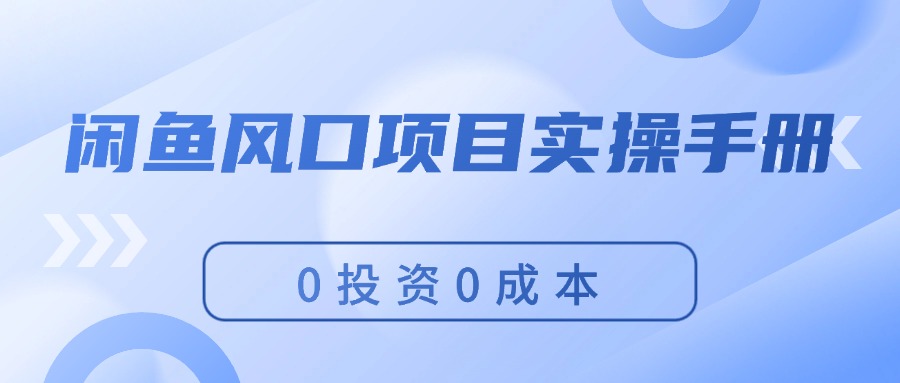 （11923期）闲鱼风口项目实操手册，0投资0成本，让你做到，月入过万，新手可做-七哥资源网 - 全网最全创业项目资源