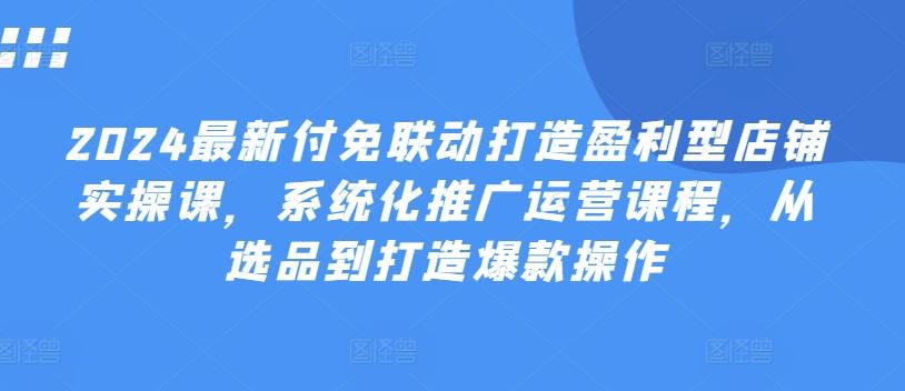 2024最新付免联动打造盈利型店铺实操课，​系统化推广运营课程，从选品到打造爆款操作-七哥资源网 - 全网最全创业项目资源