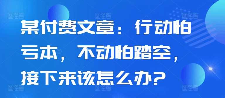 某付费文章：行动怕亏本，不动怕踏空，接下来该怎么办?-七哥资源网 - 全网最全创业项目资源