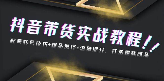 （13526期）抖音带货实战教程：起号转号技巧+爆品选择+流量提升，打造爆款商品-七哥资源网 - 全网最全创业项目资源