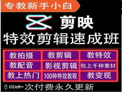 剪映特效教程和运营变现教程，特效剪辑速成班，专教新手小白-七哥资源网 - 全网最全创业项目资源