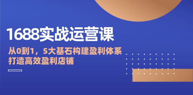 （12482期）1688实战运营课：从0到1，5大基石构建盈利体系，打造高效盈利店铺-七哥资源网 - 全网最全创业项目资源