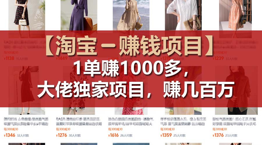 【淘宝赚钱项目】1单可赚1000多，大佬独家项目，年赚几百万-七哥资源网 - 全网最全创业项目资源