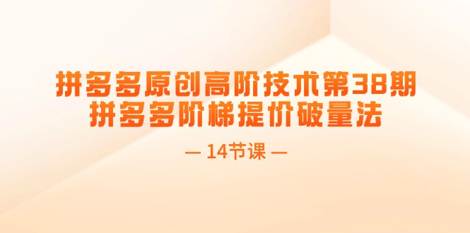 （11704期）拼多多原创高阶技术第38期，拼多多阶梯提价破量法（14节课）-七哥资源网 - 全网最全创业项目资源