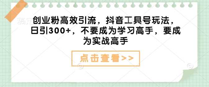 创业粉高效引流，抖音工具号玩法，日引300+，不要成为学习高手，要成为实战高手-七哥资源网 - 全网最全创业项目资源