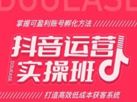 抖音运营实操班，掌握可盈利账号孵化方法，打造高效低成本获客系统-七哥资源网 - 全网最全创业项目资源