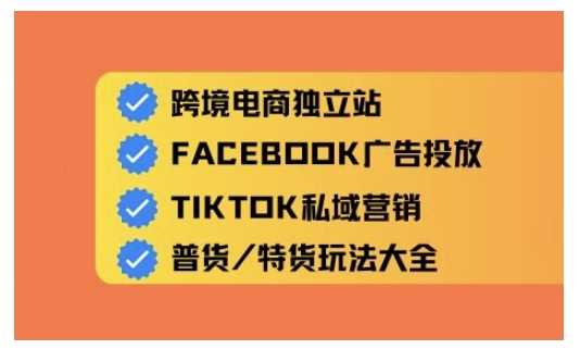 跨境电商独立站及全域流量营销，从0基础快速入门并精通跨境电商运营-七哥资源网 - 全网最全创业项目资源