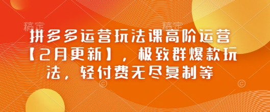 拼多多运营玩法课高阶运营【2月更新】，极致群爆款玩法，轻付费无尽复制等-七哥资源网 - 全网最全创业项目资源