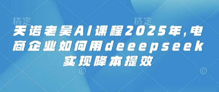 天诺老吴AI课程2025年，电商企业如何用deeepseek实现降本提效-七哥资源网 - 全网最全创业项目资源