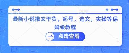 最新小说推文干货，起号，选文，实操等保姆级教程-七哥资源网 - 全网最全创业项目资源