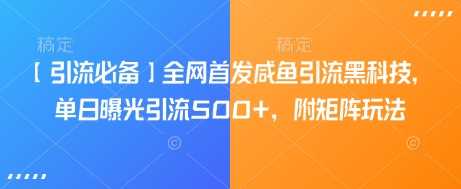 【引流必备】全网首发咸鱼引流黑科技，单日曝光引流500+，附矩阵玩法【揭秘】-七哥资源网 - 全网最全创业项目资源