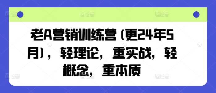 老A营销训练营(更25年3月)，轻理论，重实战，轻概念，重本质-七哥资源网 - 全网最全创业项目资源