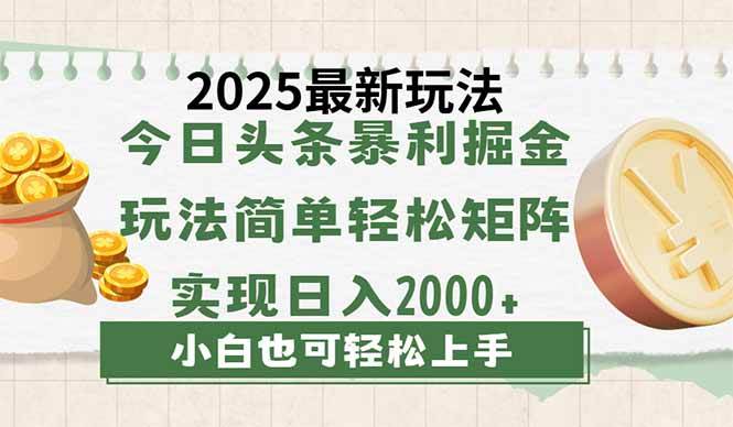 （14120期）今日头条2025最新玩法，思路简单，复制粘贴，轻松实现矩阵日入2000+-七哥资源网 - 全网最全创业项目资源