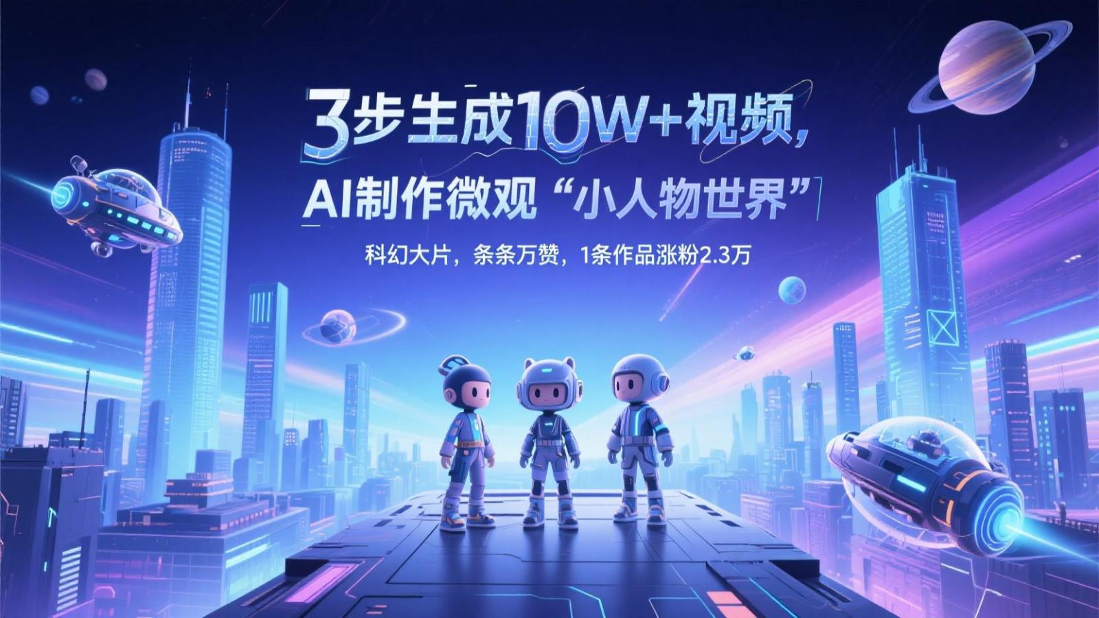 三步生成10W+视频，AI制作微观“小人物世界”科幻大片，条条万赞，1条作品涨粉2.3万-七哥资源网 - 全网最全创业项目资源